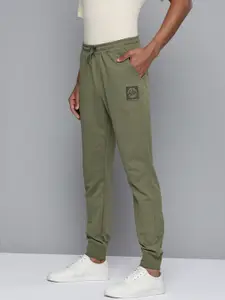 ether Men Olive Solid Knitted Joggers