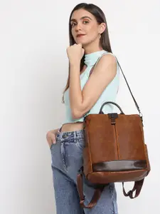 VISMIINTREND Women Tan PU Leather 13" Laptop Backpack Handbag