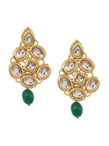 Bamboo Tree Jewels Womens Gold-Toned & Green Classic Drop Earrings