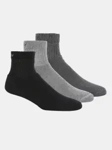 Jockey Men Pack Of 3 Solid Black, Mid grey Melange, Charcoal Cotton Ankle Socks
