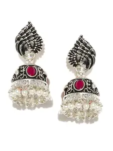 DHRUVI Silver-Plated Dome-Shaped Jhumkas