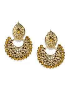 Zaveri Pearls Gold-Plated Crescent-Shaped Chandbalis