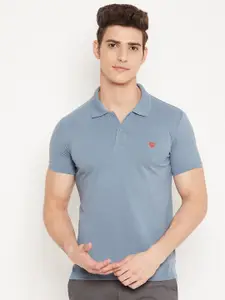 Duke Men Grey Polo Collar  Slim Fit T-shirt