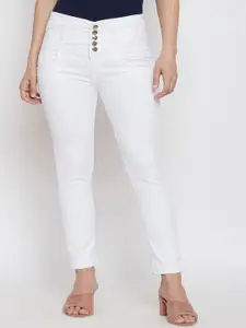 Nifty Women White Solid Slim Fit Mid-Rise Jeans