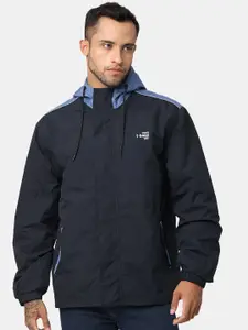 t-base Men Blue Windcheater and Water Resistant Sporty Jacket