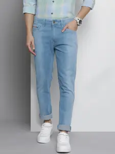 The Indian Garage Co Men Blue Light Fade Cropped Stretchable Jeans