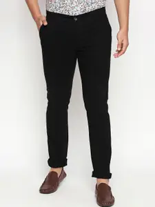 Basics Men Black Tapered Fit High-Rise Trousers