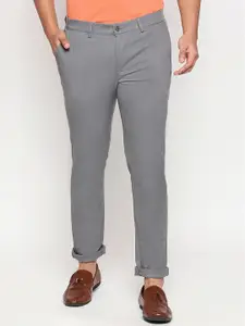 Basics Men Grey Tapered Fit High-Rise Trousers