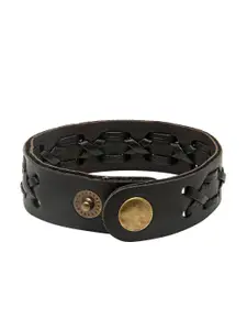 bodha Men Black Leather Wraparound Bracelet