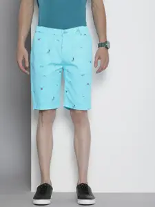 The Indian Garage Co Men Blue Conversational Printed Slim Fit Shorts