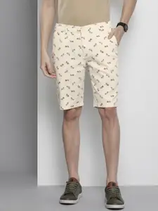 The Indian Garage Co Men Cream-Coloured Conversational Printed Slim Fit Shorts