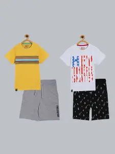 3PIN Boys Set Of 2 Multicoloured Printed Pure Cotton T-shirt with Shorts