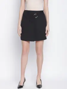 DRAAX Fashions Women Black Solid Mini Skirts