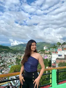 Tokyo Talkies Women Blue One Shoulder Top