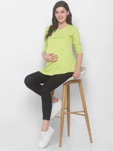 AV2 Green Solid Maternity  Top