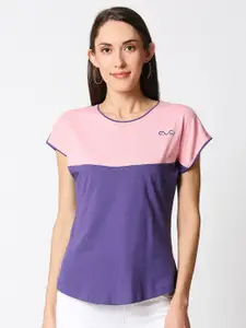 AV2 Purple & Pink Colourblocked Extended Sleeves Top