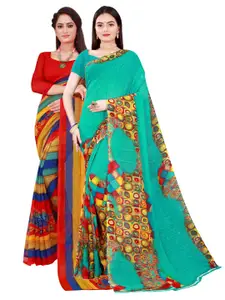 Florence Green & Blue Pure Georgette Saree