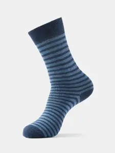 Jockey Men Blue Striped Calf Length Cotton Socks