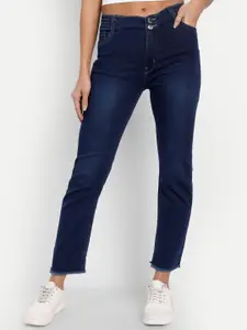 Next One Women Navy Blue Straight Fit High-Rise Light Fade Stretchable Jeans