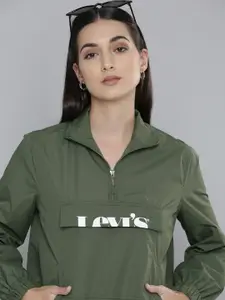 Levis Women Olive Green Solid Sweatshirt