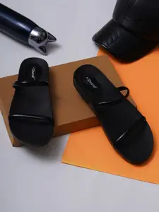 Sherrif Shoes Women Black Open Toe Flats