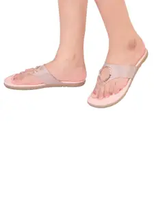 XE Looks Women Pink Embellished Leather Party Flats