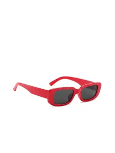 Awestuffs Women Black Lens & Red Rectangle Sunglasses with UV Protected Lens RFDSASIM0622