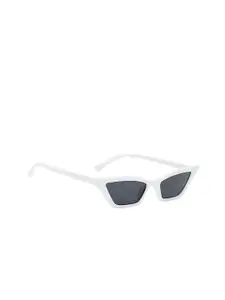 Awestuffs Women Black Lens & White Cateye Sunglasses with UV Protected Lens