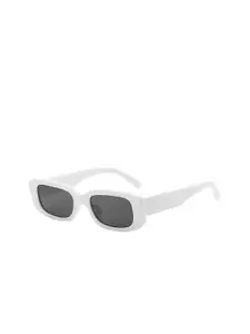Awestuffs Women Black Lens & White Rectangle Sunglasses with UV Protected Lens