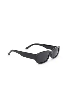 Awestuffs Women Black Lens & Black Rectangle Sunglasses with UV Protected Lens
