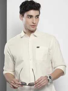 The Indian Garage Co Men Cream-Coloured Solid Casual Shirt