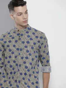 The Indian Garage Co Men Beige Printed Cotton Casual Shirt