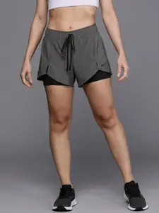 Nike Women Grey Layered Training Shorts