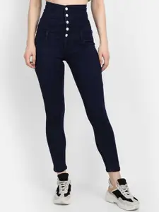 Next One Women Blue Comfort Skinny Fit High-Rise Low Distress Jeans