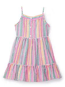 YK Multicoloured Striped Peplum Dress