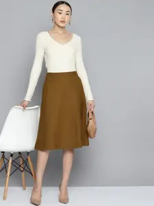 Chemistry Knee Length A-Line Pure Cotton Skirt