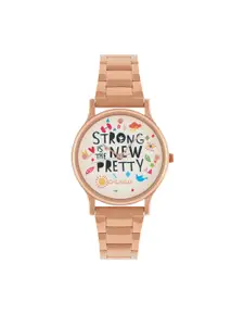 TEAL by TEAL BY CHUMBAK Women White Brass Printed Dial & Straps Analogue Watch