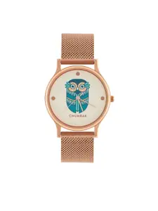 TEAL BY CHUMBAK Women White Brass Dial & Bracelet Style Straps Analogue Watch 8907605117503