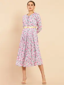 Soch Grey & Pink Floral Empire Midi Dress