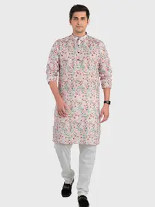 SHIWAM ETHNIX Men Multicoloured Floral Printed Kurta with Pyjamas