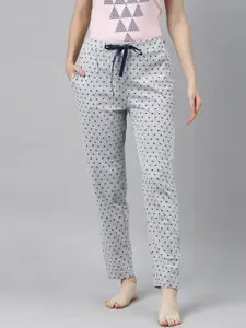 Enviously Young Women Grey & Black Printed Pure Cotton Lounge Pant