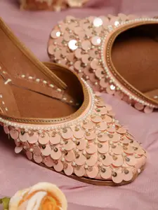 GLAM STORY Women Peach-Coloured Party Flats
