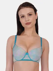 Amour Secret Blue Abstract Bra Underwired Lightly Padded