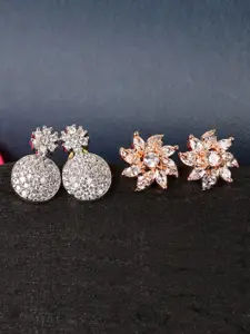 JEWELS GEHNA Women Rose Gold CZ Contemporary Studs Earrings