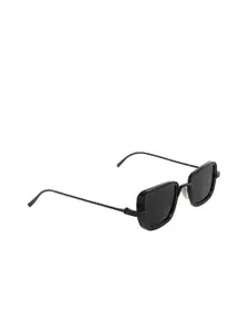 CRIBA Men Black Lens & Black Rectangle Sunglasses with UV Protected Lens