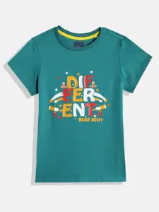 Allen Solly Junior Girls Typography Printed Pure Cotton T-shirt