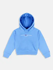Tommy Hilfiger Girls Blue Brand Logo Printed Hooded Sweatshirt