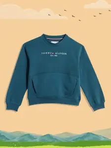 Tommy Hilfiger Girls Teal Solid Sweatshirt