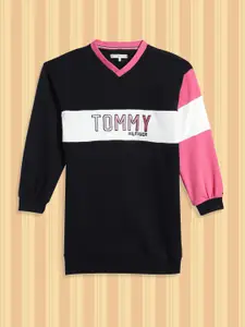 Tommy Hilfiger Girls Navy Blue Colourblocked Sweatshirt