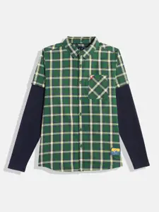 Allen Solly Junior Boys Sport Checked Pure Cotton Casual Shirt With Detachable Hood